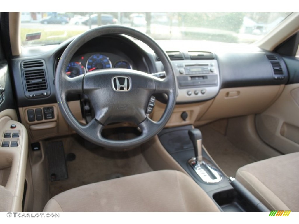 2003 Civic Hybrid Sedan - Titanium Metallic / Beige photo #14