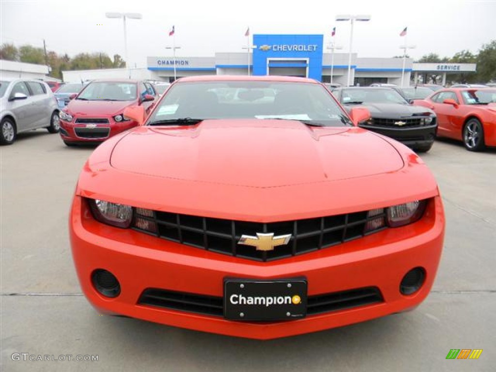 2012 Camaro LS Coupe - Inferno Orange Metallic / Black photo #2