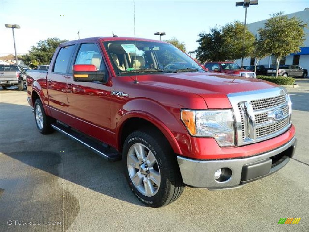 2011 F150 Lariat SuperCrew - Red Candy Metallic / Pale Adobe photo #3