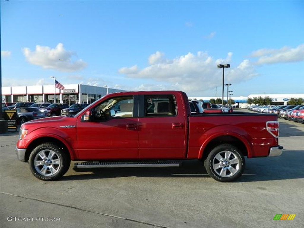 2011 F150 Lariat SuperCrew - Red Candy Metallic / Pale Adobe photo #8