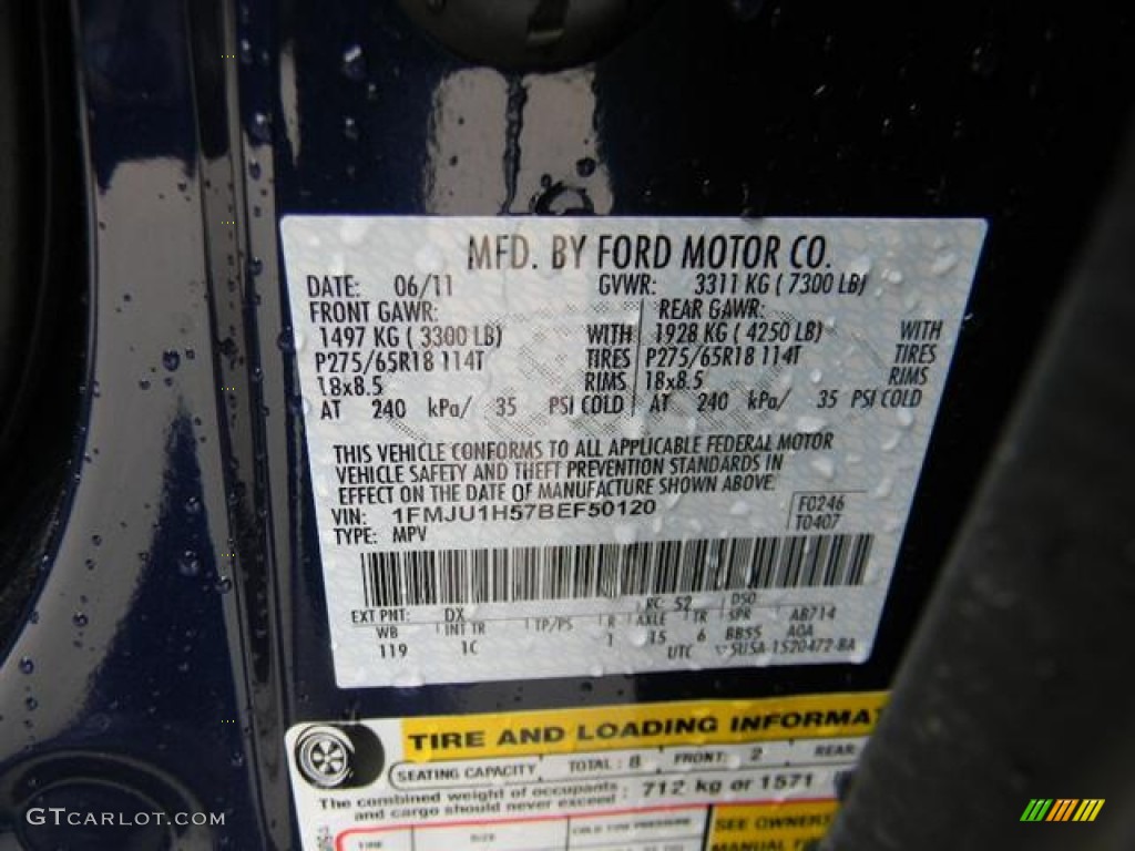2011 Expedition Color Code DX for Dark Blue Pearl Metallic Photo #58312494