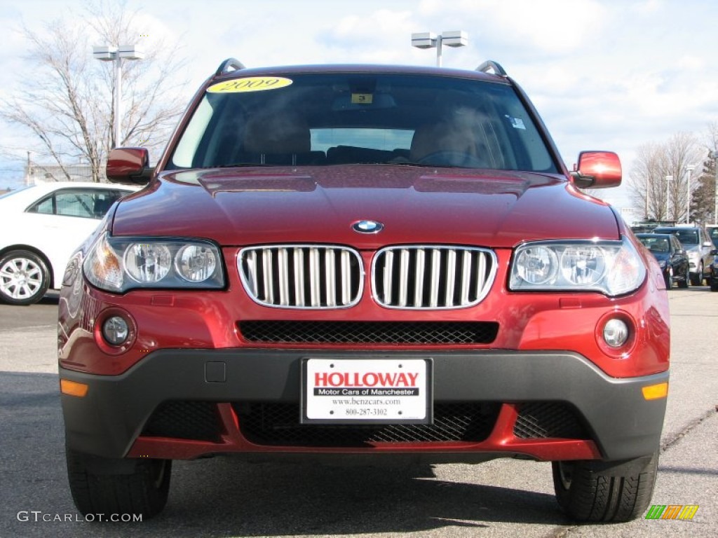 2009 X3 xDrive30i - Vermillion Red Metallic / Saddle Brown Nevada Leather photo #2