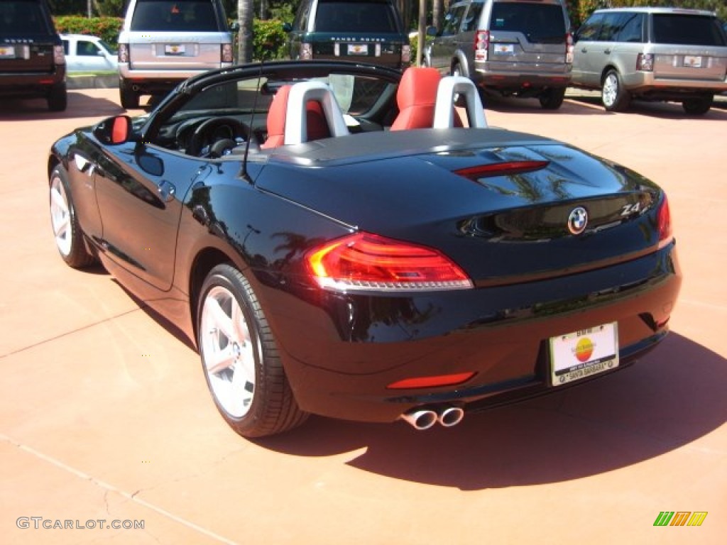 2011 Z4 sDrive30i Roadster - Jet Black / Coral Red photo #4