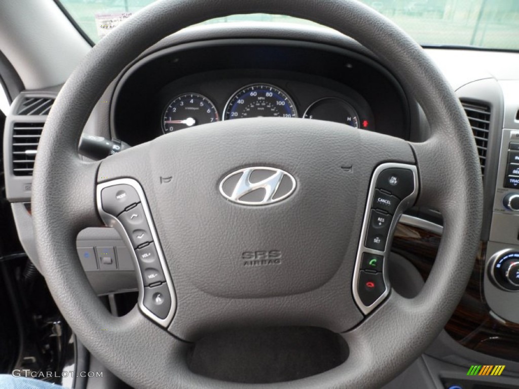 2012 Hyundai Santa Fe GLS Gray Steering Wheel Photo #58335689