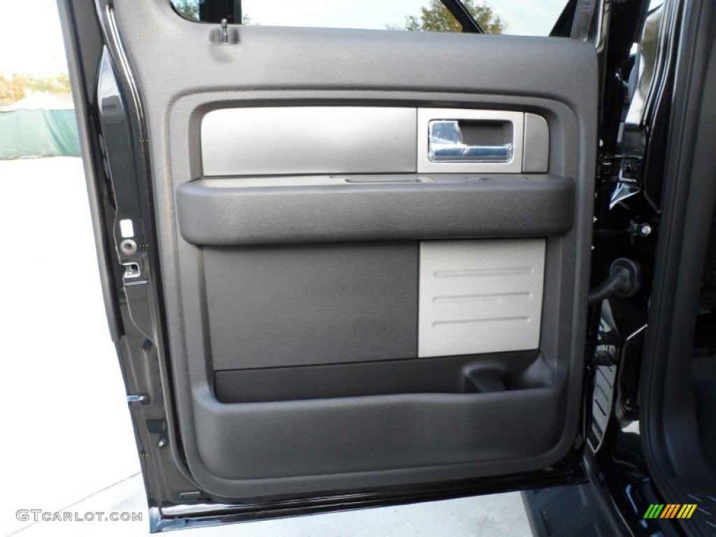 2012 Ford F150 SVT Raptor SuperCrew 4x4 Raptor Black Leather/Cloth Door Panel Photo #58335929