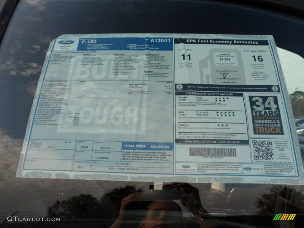 2012 Ford F150 SVT Raptor SuperCrew 4x4 Window Sticker Photo #58336109