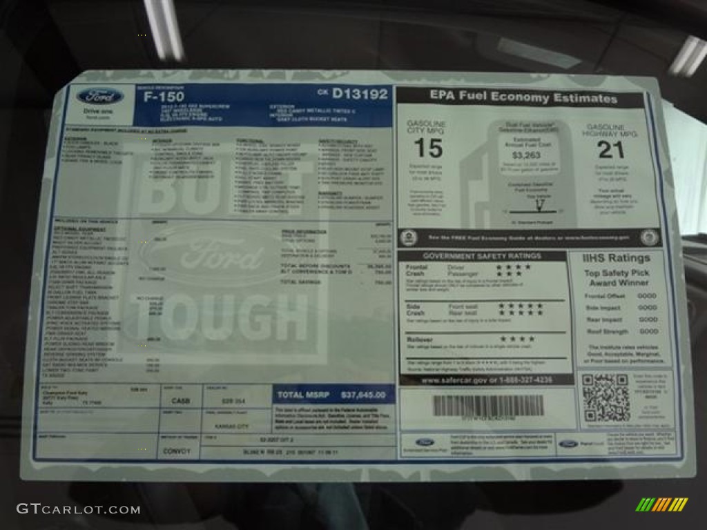 2012 Ford F150 XLT SuperCrew Window Sticker Photo #58337148