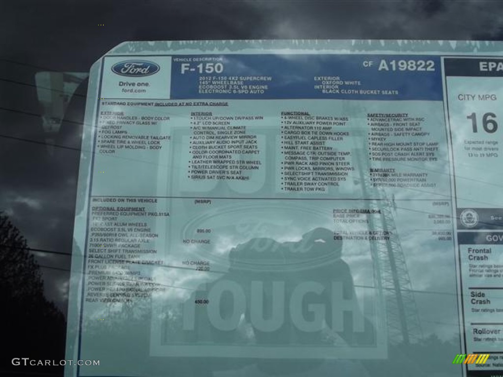 2012 Ford F150 FX2 SuperCrew Window Sticker Photo #58339225