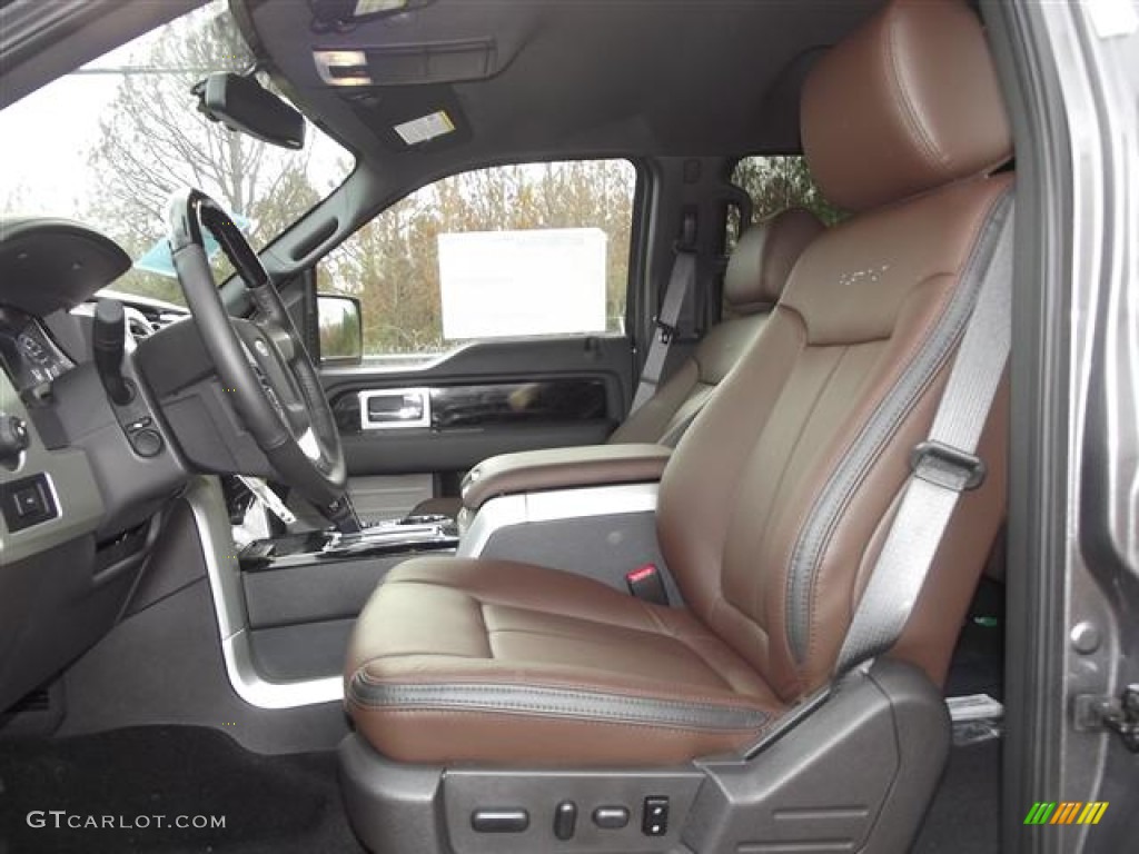 Platinum Sienna Brown/Black Leather Interior 2012 Ford F150 Platinum SuperCrew 4x4 Photo #58339777