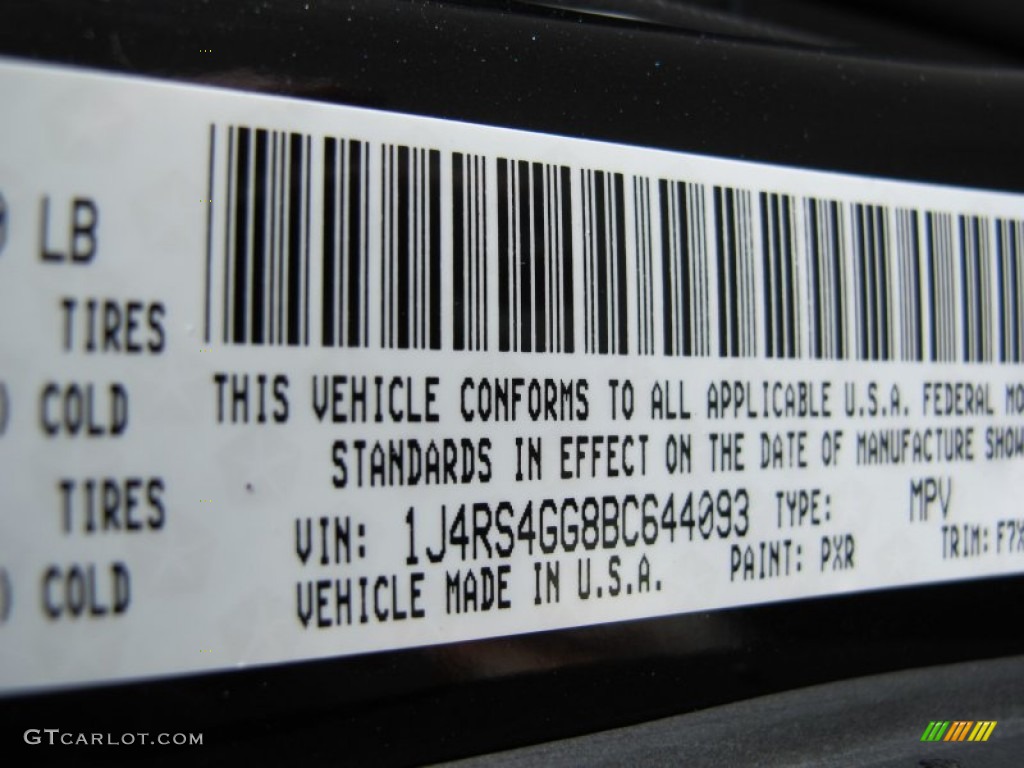 2011 Grand Cherokee Color Code PXR for Brilliant Black Crystal Pearl Photo #58344851