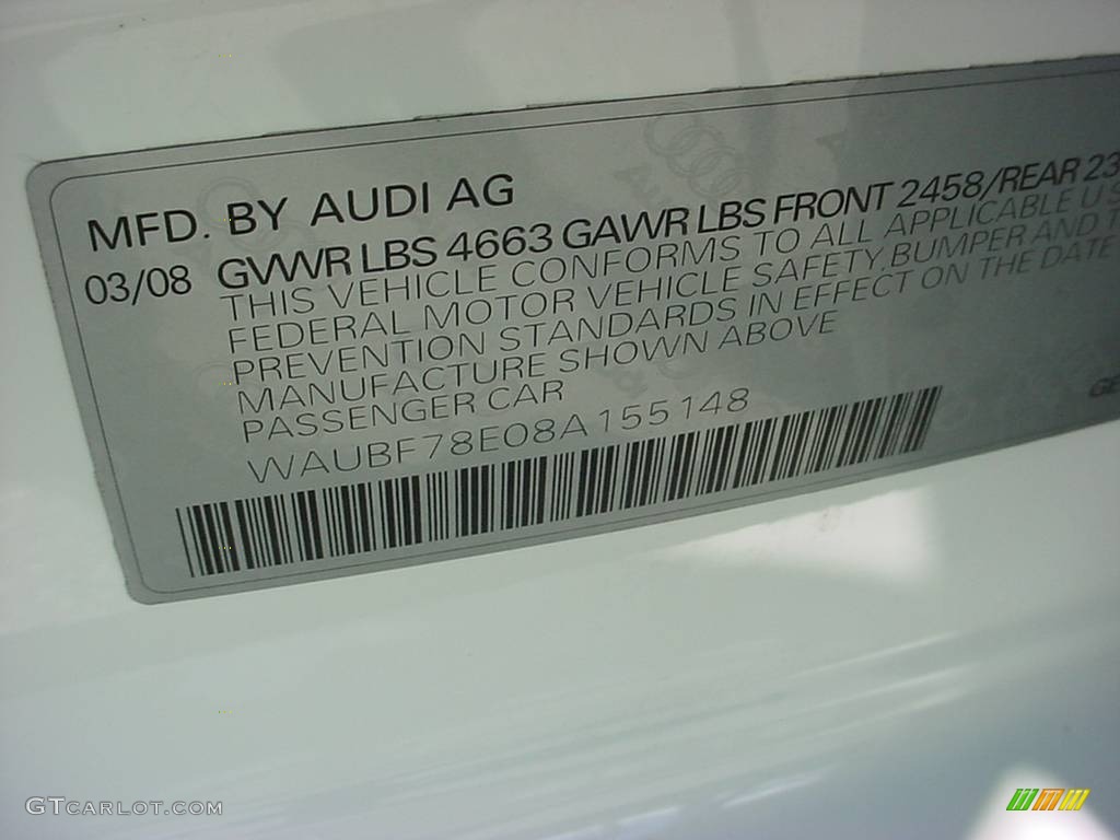 2008 A4 2.0T Special Edition Sedan - Ibis White / Black photo #17