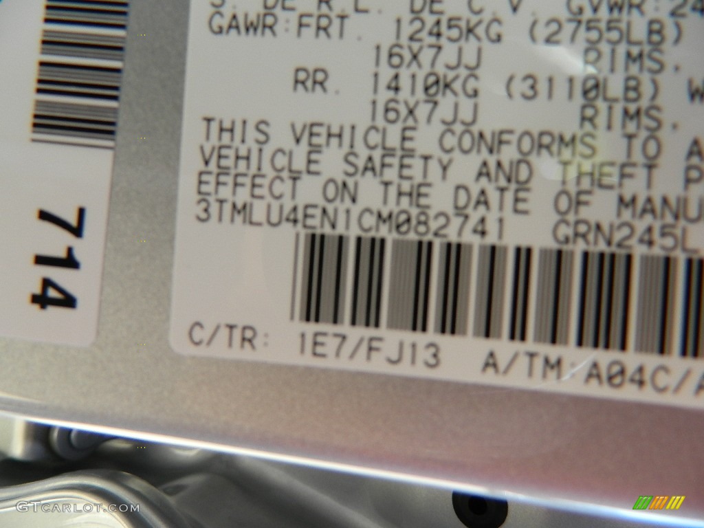 2012 Toyota Tacoma V6 TRD Double Cab 4x4 Color Code Photos