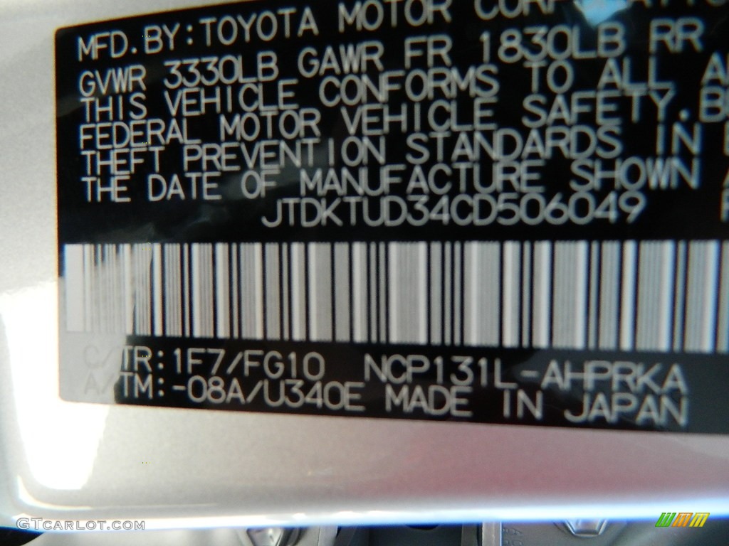 2012 Toyota Yaris L 5 Door 1F7 Photo #58349315