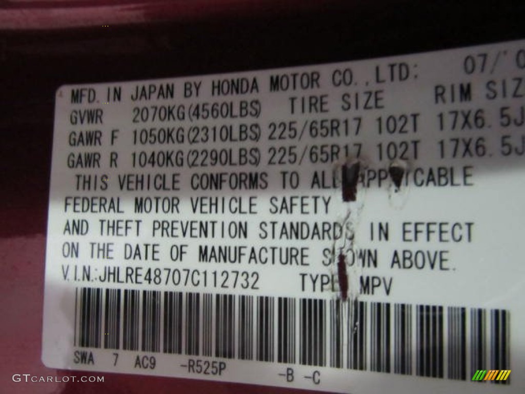 2007 CR-V EX-L 4WD - Tango Red Pearl / Gray photo #14