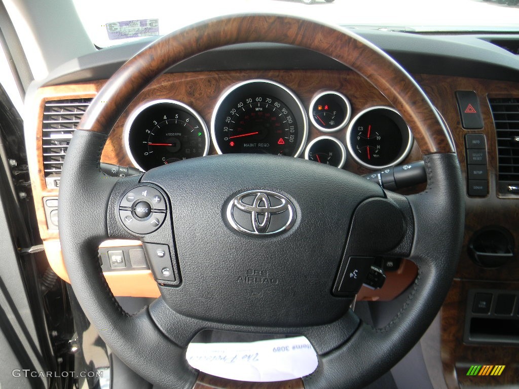 2011 Toyota Tundra Limited CrewMax Redrock/Black Steering Wheel Photo #58352269
