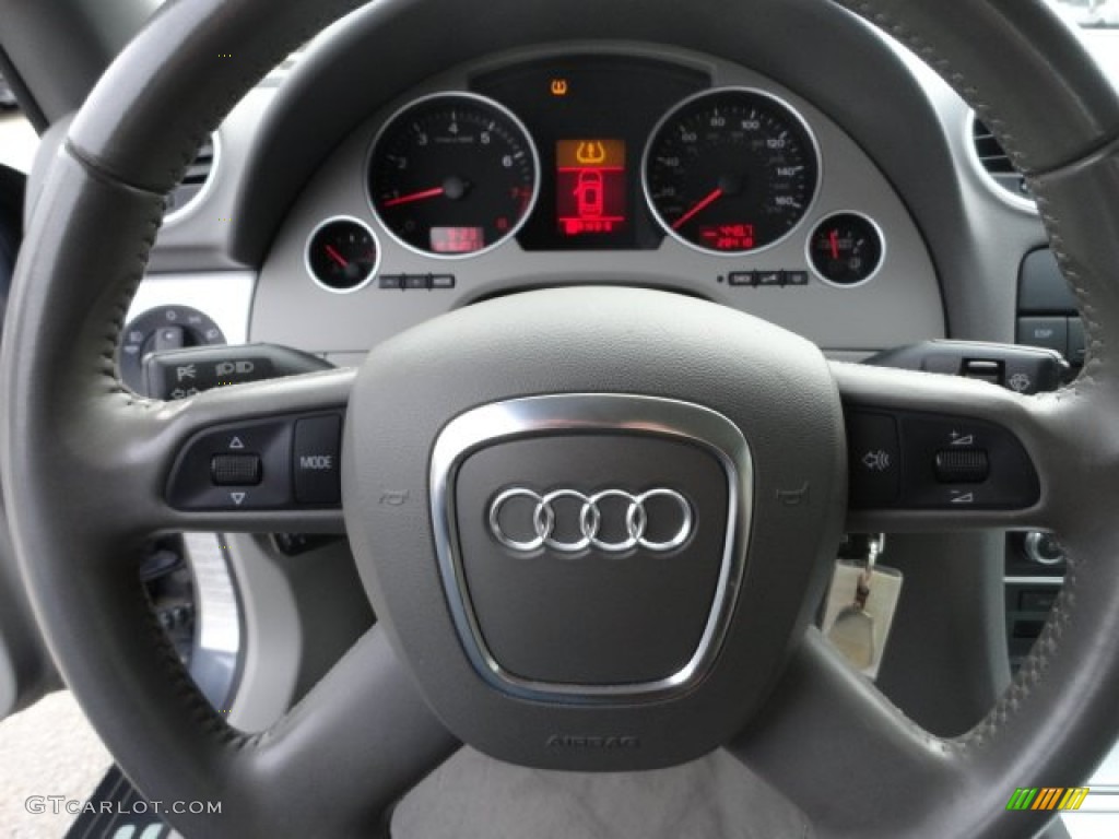2009 Audi A4 2.0T quattro Cabriolet Light Grey Steering Wheel Photo #58358808