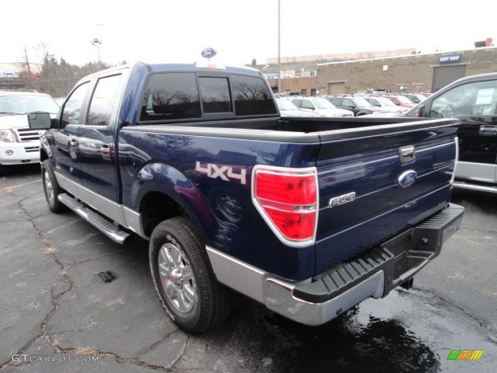 2011 F150 XLT SuperCrew 4x4 - Dark Blue Pearl Metallic / Steel Gray photo #4