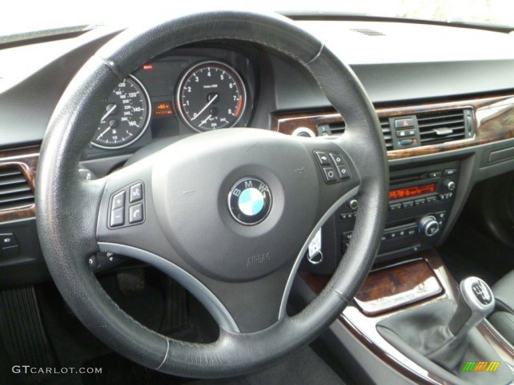 2008 BMW 3 Series 335i Sedan Black Steering Wheel Photo #58364104