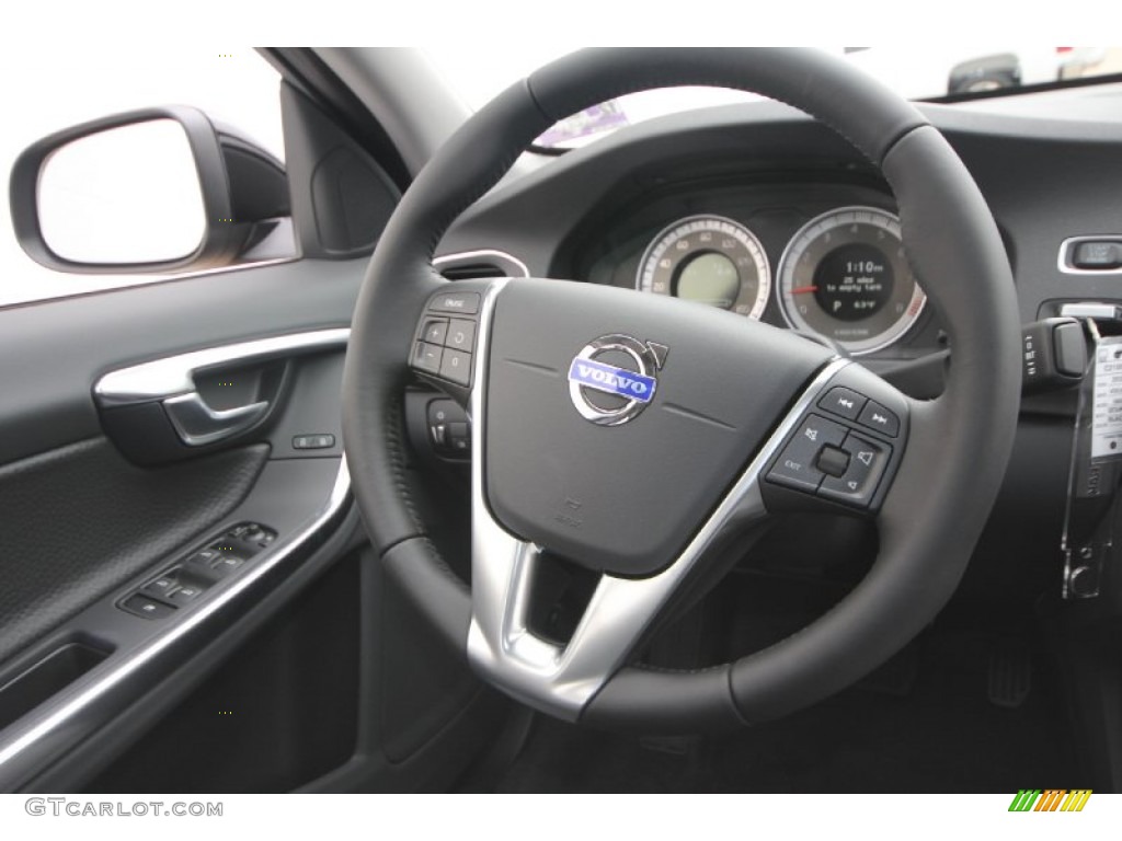 2012 Volvo S60 T5 Off Black/Anthracite Black Steering Wheel Photo #58366017