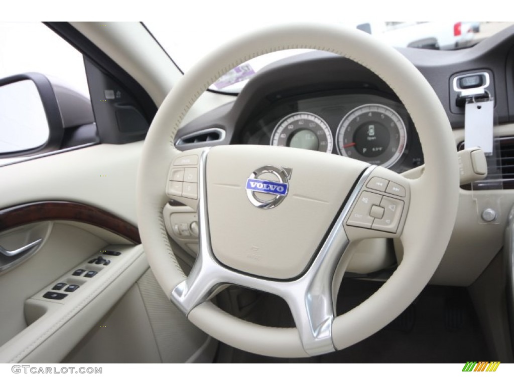 2012 Volvo S80 3.2 Sandstone Beige Steering Wheel Photo #58366341