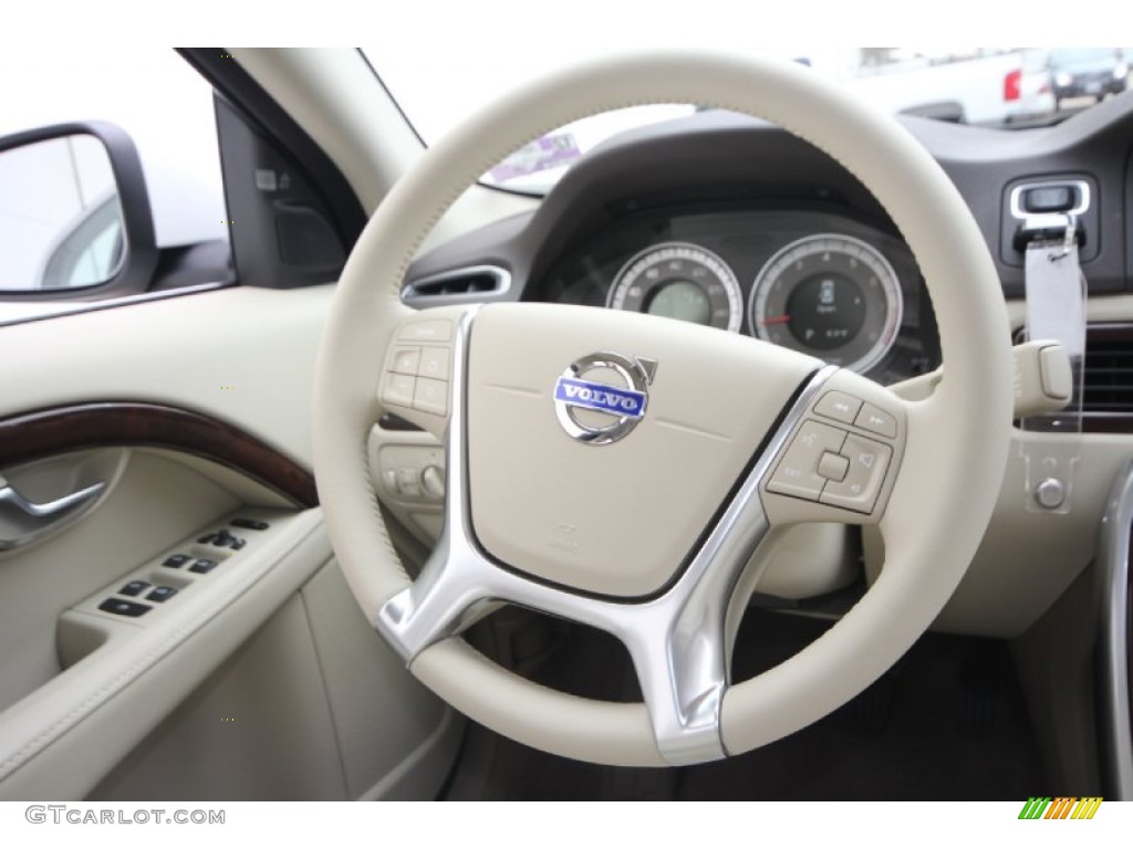 2012 Volvo S80 3.2 Sandstone Beige Steering Wheel Photo #58366684