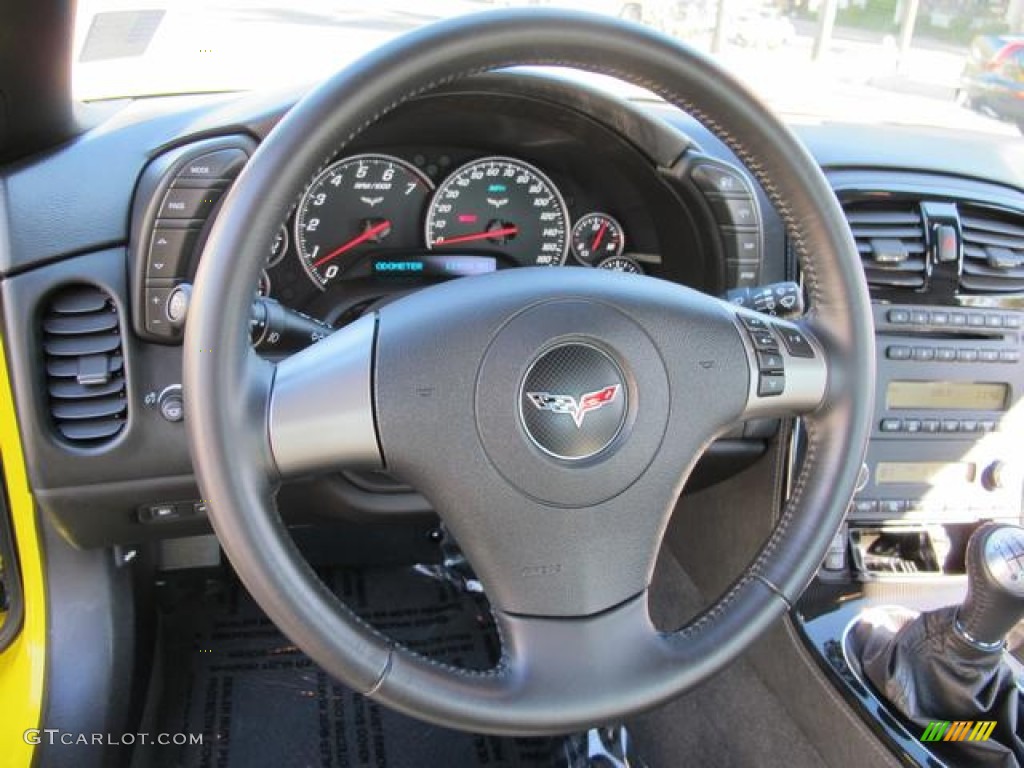 2008 Chevrolet Corvette Coupe Ebony Steering Wheel Photo #58368867