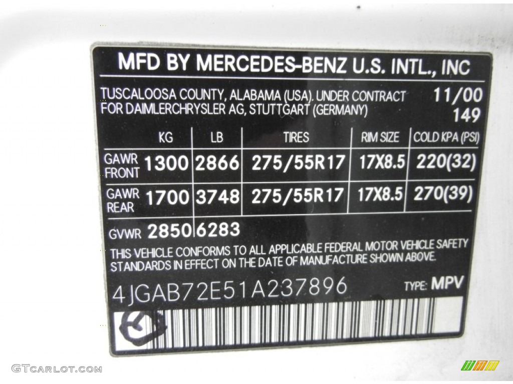 2001 Mercedes-Benz ML 430 4Matic Parts Photos