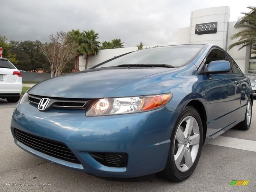 2007 Civic EX Coupe - Atomic Blue Metallic / Black photo #2