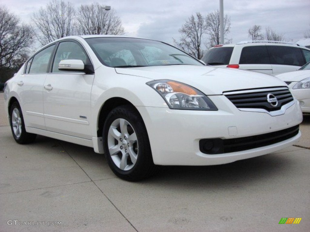 2008 Altima Hybrid - Winter Frost Pearl / Blond photo #1