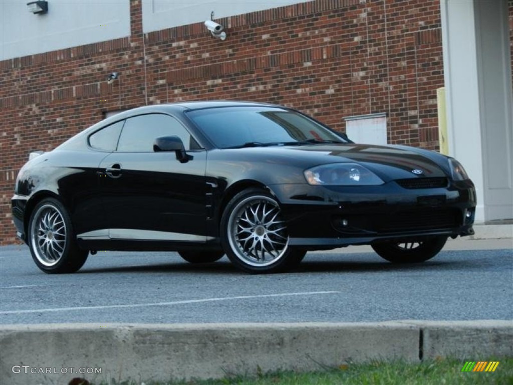 2006 Tiburon GT - Obsidian Black / Black/Red photo #1