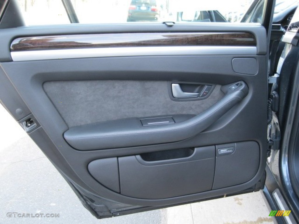 2007 Audi S8 5.2 quattro Espresso/Black Door Panel Photo #58386222