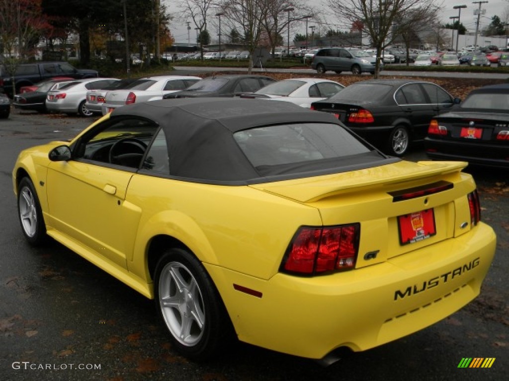 2000 Mustang GT Convertible - Zinc Yellow / Dark Charcoal photo #4