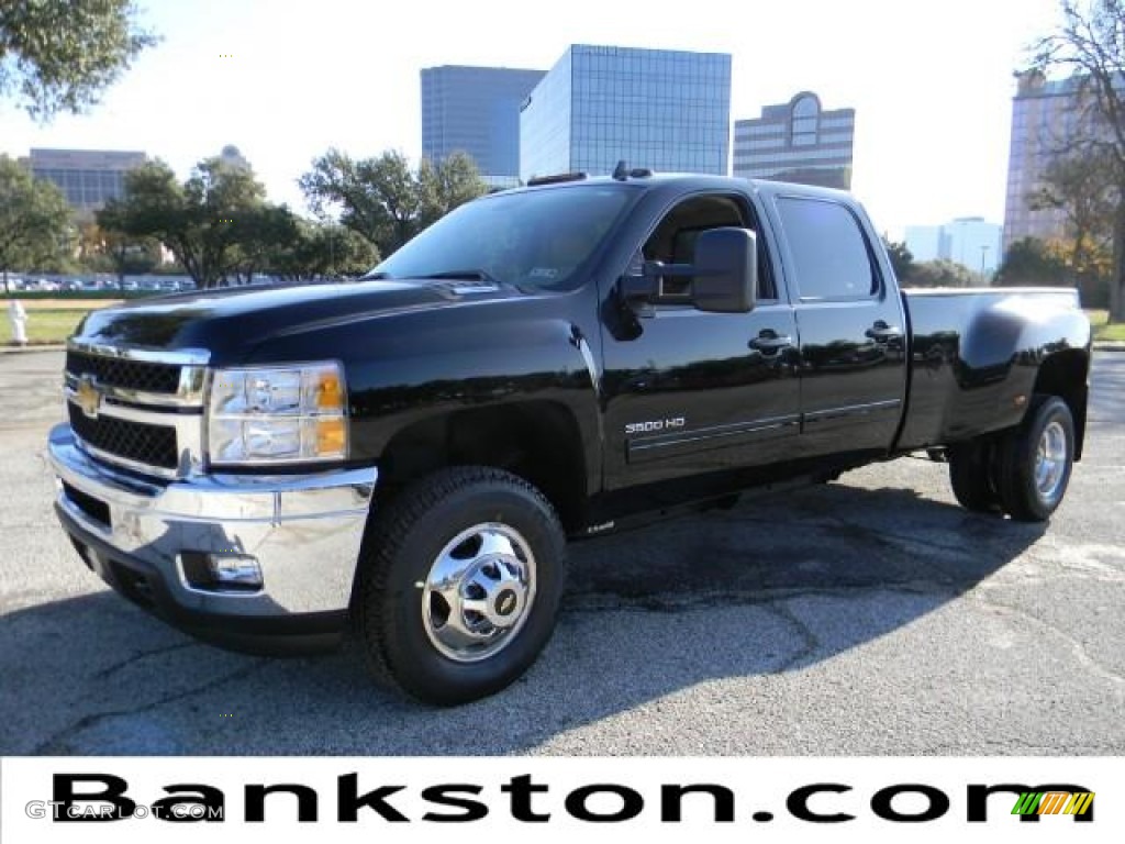 2012 Silverado 3500HD LTZ Crew Cab 4x4 Dually - Black / Dark Cashmere/Light Cashmere photo #1