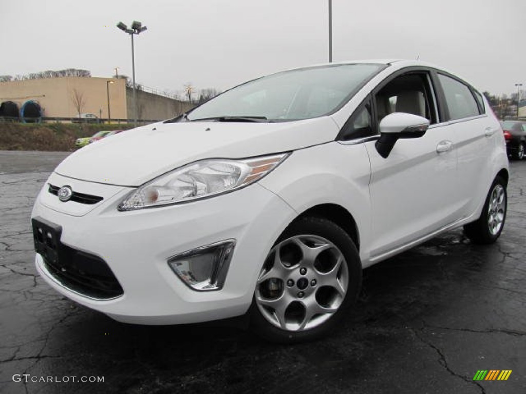 2011 Fiesta SES Hatchback - Oxford White / Cashmere/Charcoal Black Leather photo #1