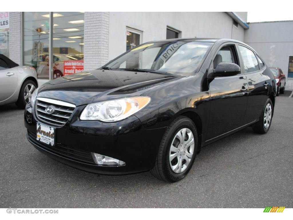 2009 Elantra GLS Sedan - Black Pearl / Gray photo #1