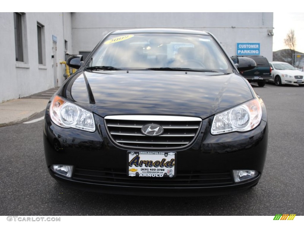 2009 Elantra GLS Sedan - Black Pearl / Gray photo #2