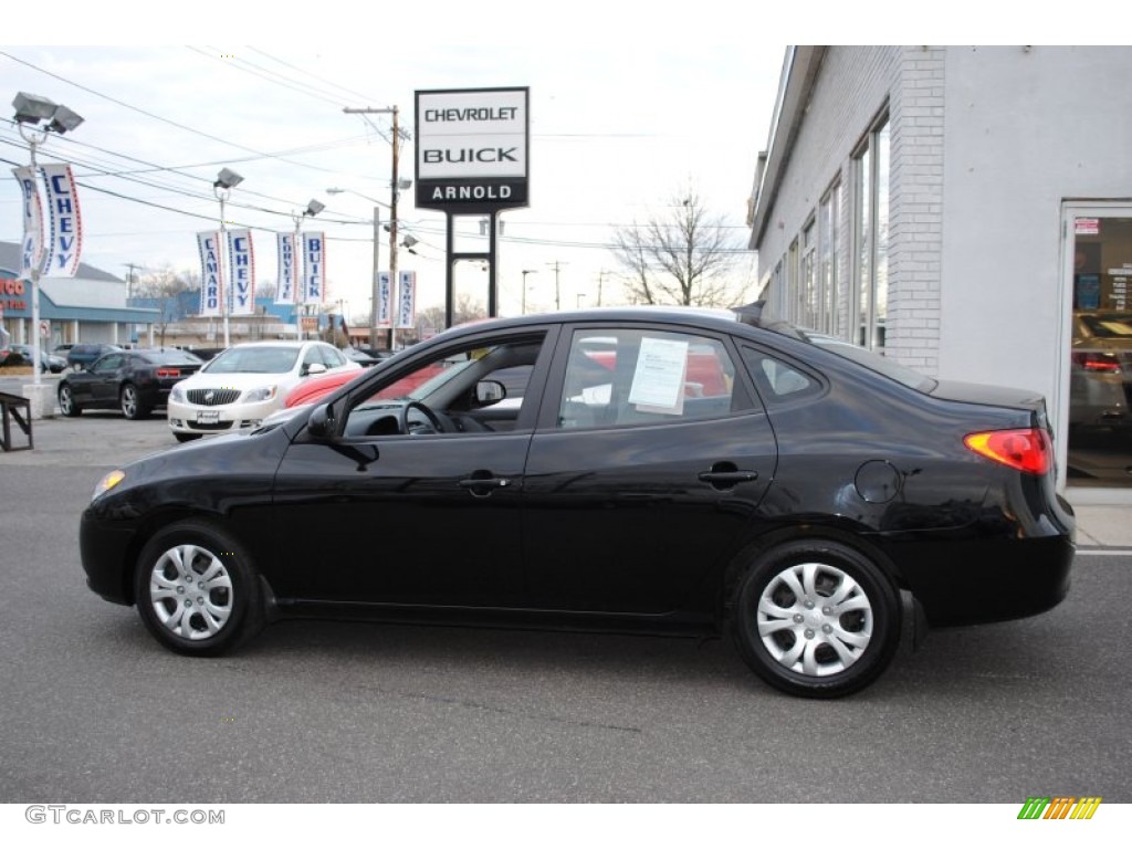2009 Elantra GLS Sedan - Black Pearl / Gray photo #3