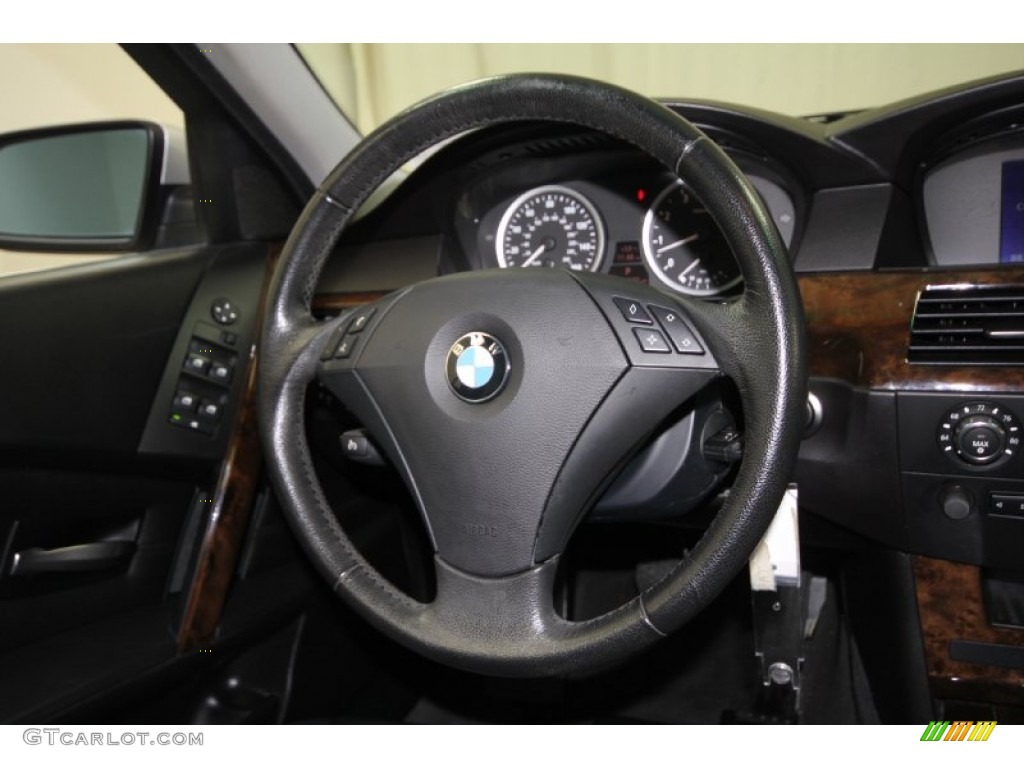 2006 BMW 5 Series 525i Sedan Black Steering Wheel Photo #58412273