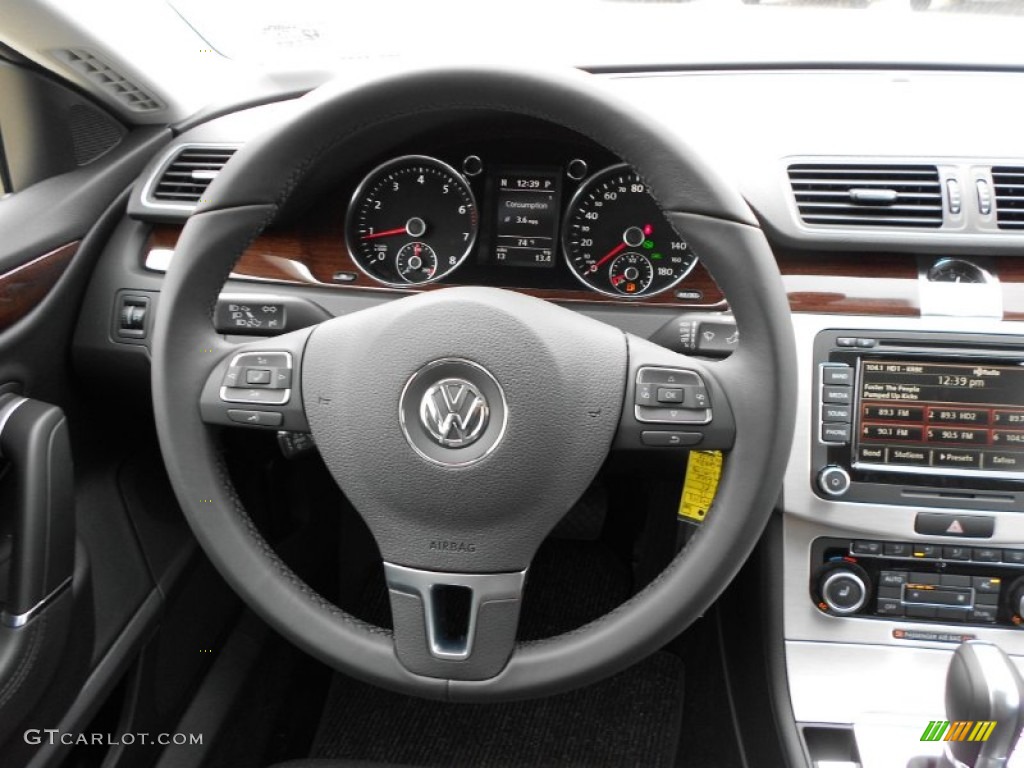 2012 Volkswagen CC Lux Limited Black Steering Wheel Photo #58413800