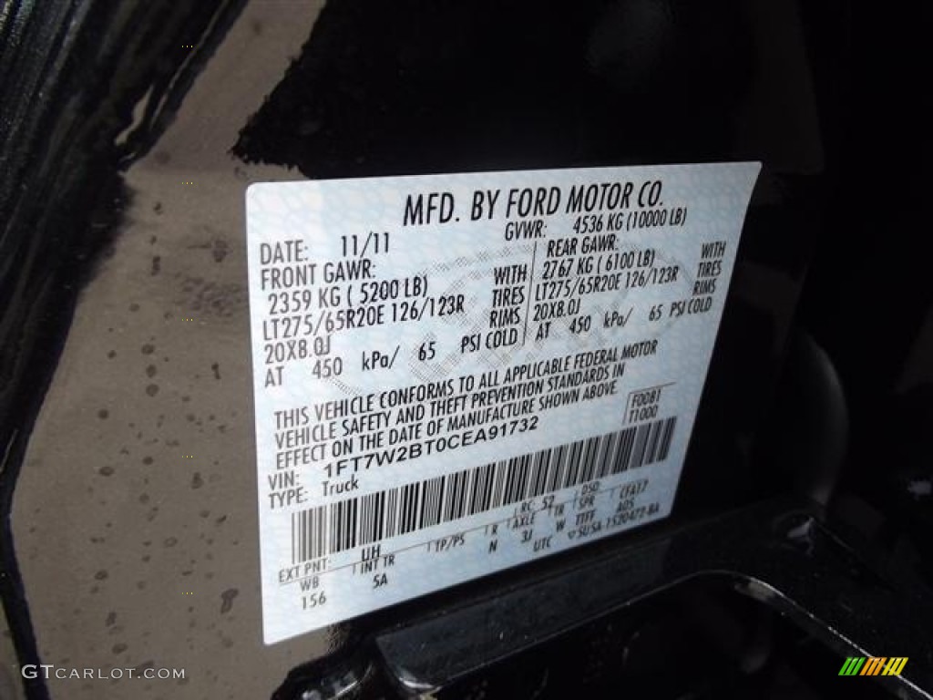 2012 F250 Super Duty Color Code UH for Tuxedo Black Metallic Photo #58414173