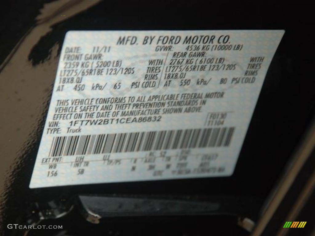 2012 F250 Super Duty Color Code UH for Tuxedo Black Metallic Photo #58414401