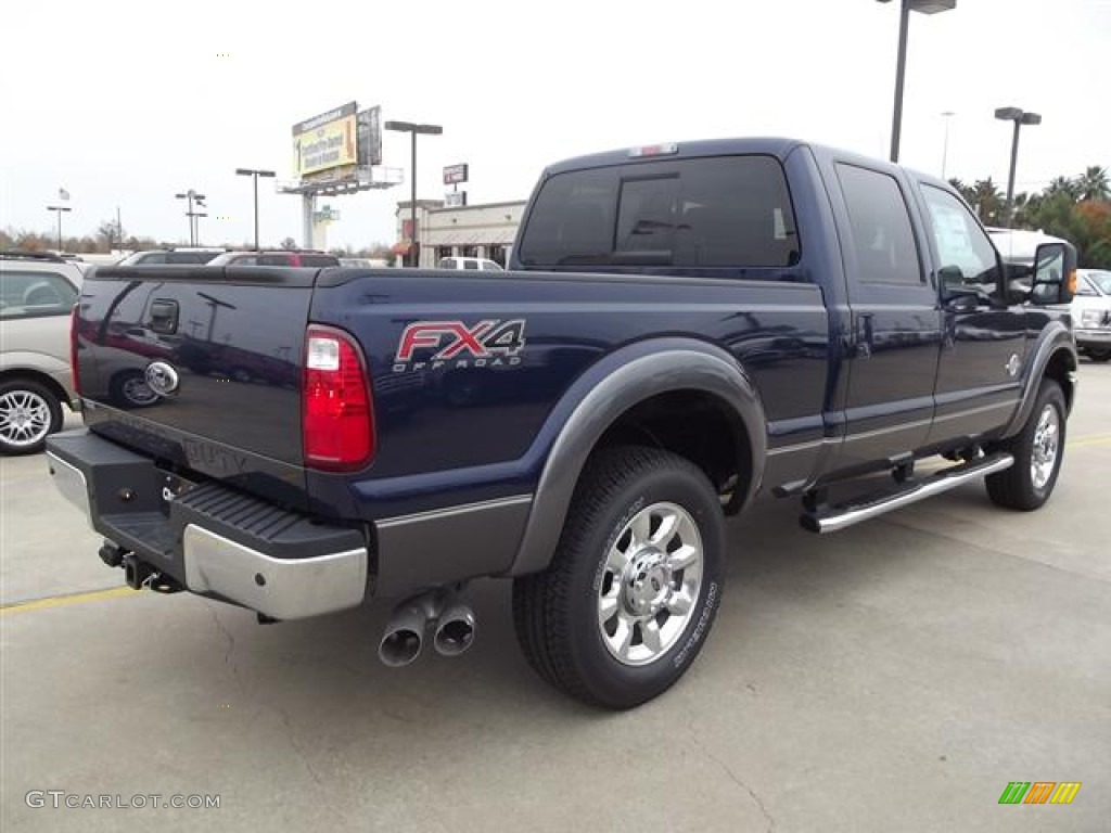 2012 F250 Super Duty Lariat Crew Cab 4x4 - Dark Blue Pearl Metallic / Black photo #5