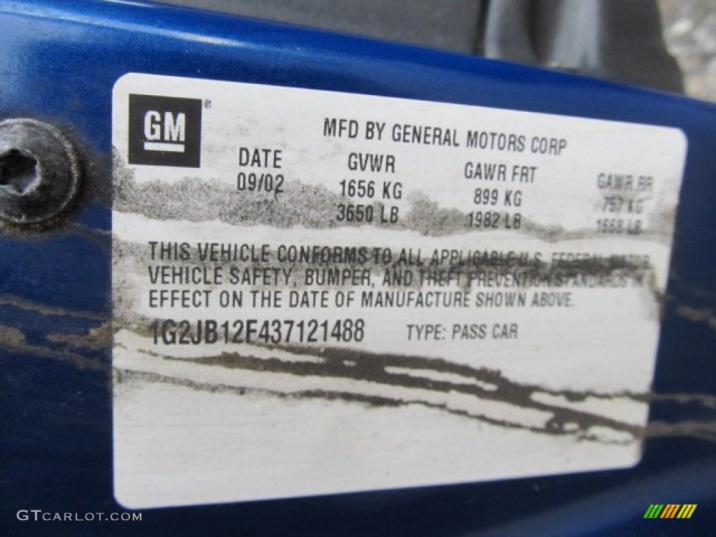 2003 Sunfire  - Electric Blue Metallic / Graphite photo #14