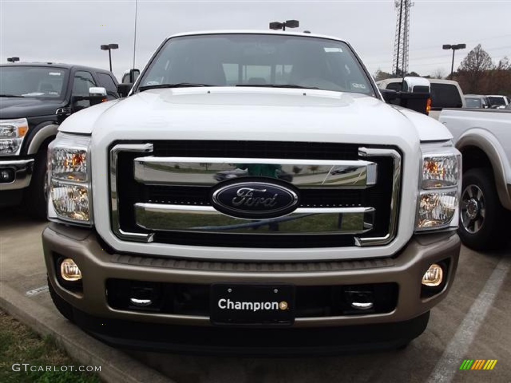 2012 F250 Super Duty King Ranch Crew Cab 4x4 - White Platinum Metallic Tri-Coat / Chaparral Leather photo #2