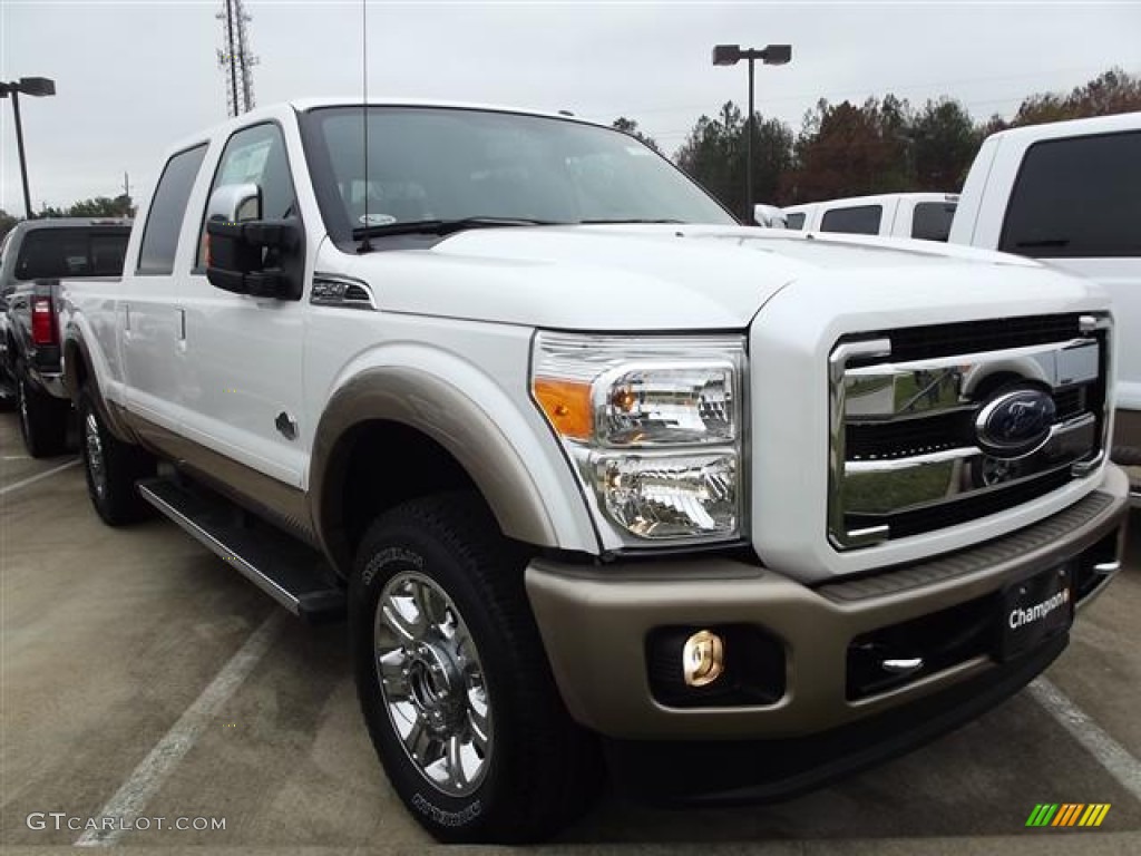 2012 F250 Super Duty King Ranch Crew Cab 4x4 - White Platinum Metallic Tri-Coat / Chaparral Leather photo #3