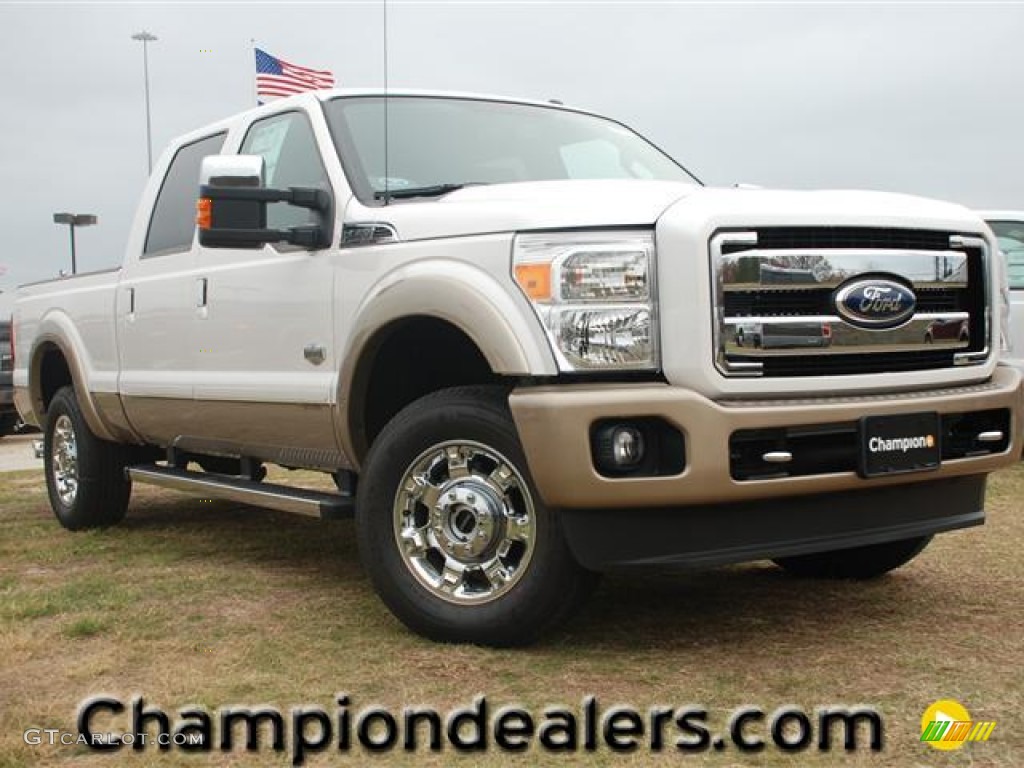 2012 F250 Super Duty King Ranch Crew Cab 4x4 - White Platinum Metallic Tri-Coat / Chaparral Leather photo #1
