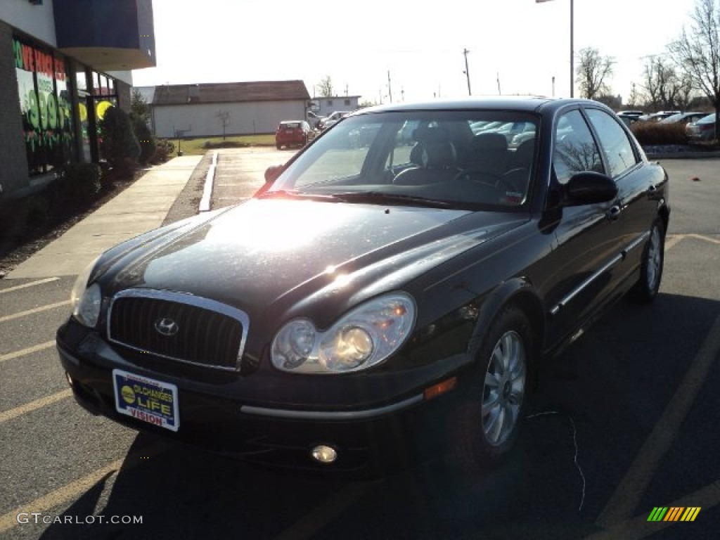 2004 Sonata V6 - Ebony Black / Beige photo #1