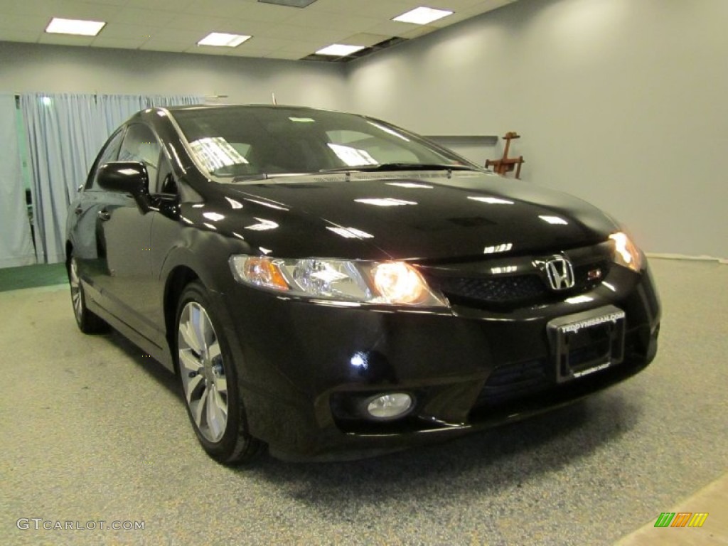 2009 Civic Si Sedan - Crystal Black Pearl / Black photo #1