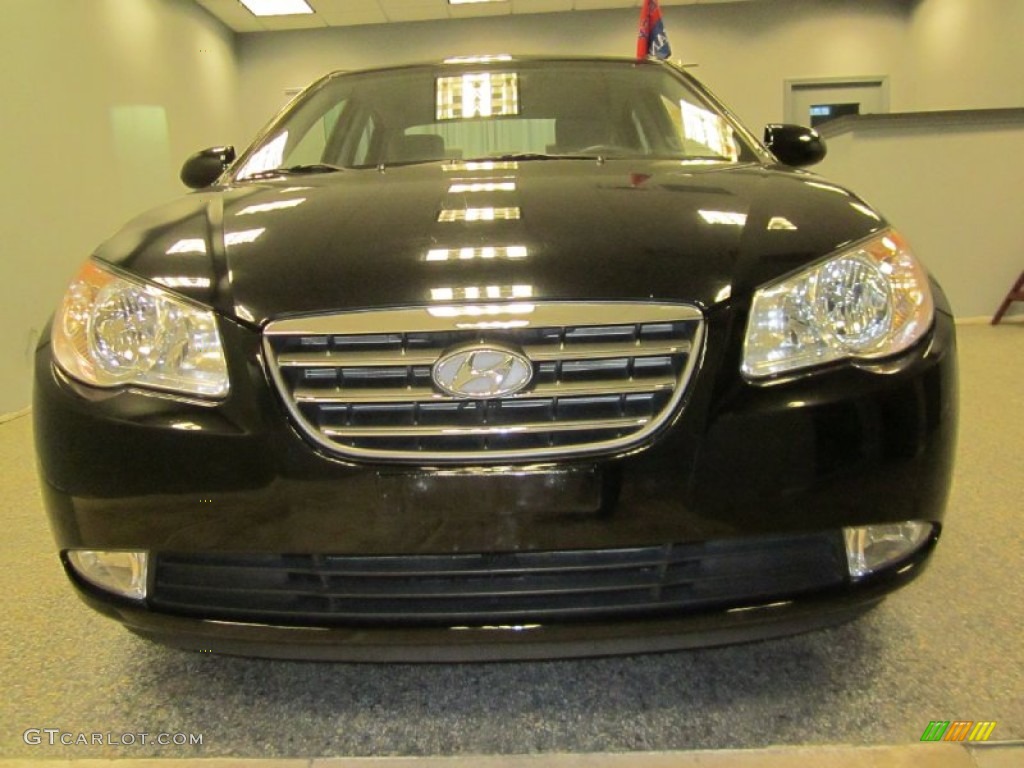 2009 Elantra GLS Sedan - Black Pearl / Gray photo #2