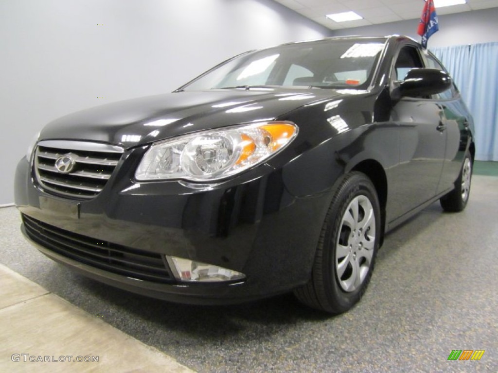 2009 Elantra GLS Sedan - Black Pearl / Gray photo #3